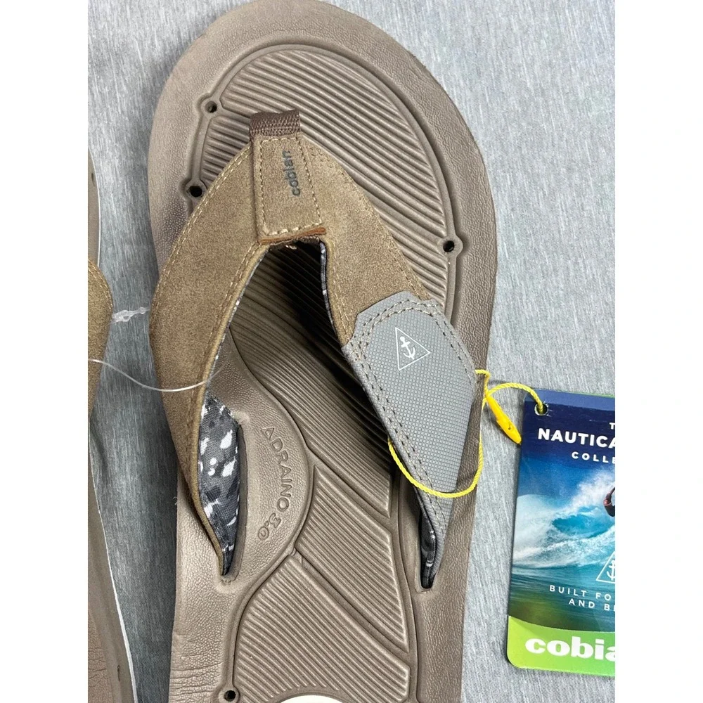 NEW Cobian Mens Draino 3 Tan Nautical Nomad Waterproof Flip Flop Sandals Size 8